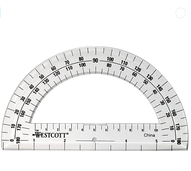 6 inch plastic protractor, transparent