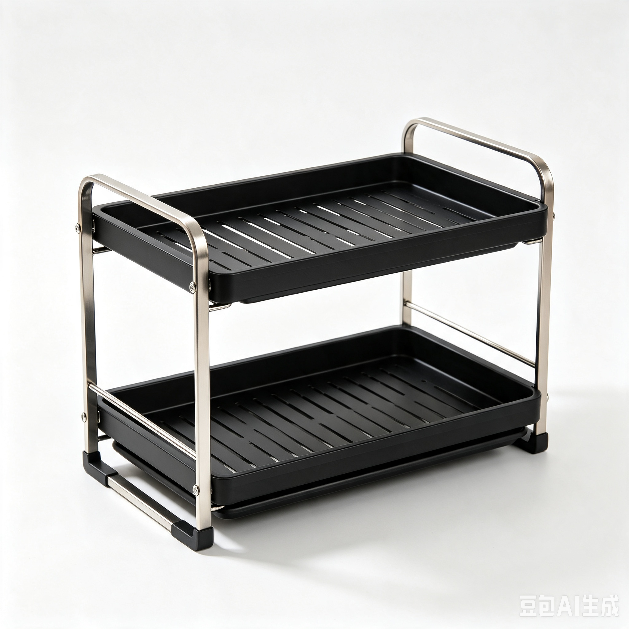 Complete Set of Tiered, Expandable Under-Sink Storage Shelves