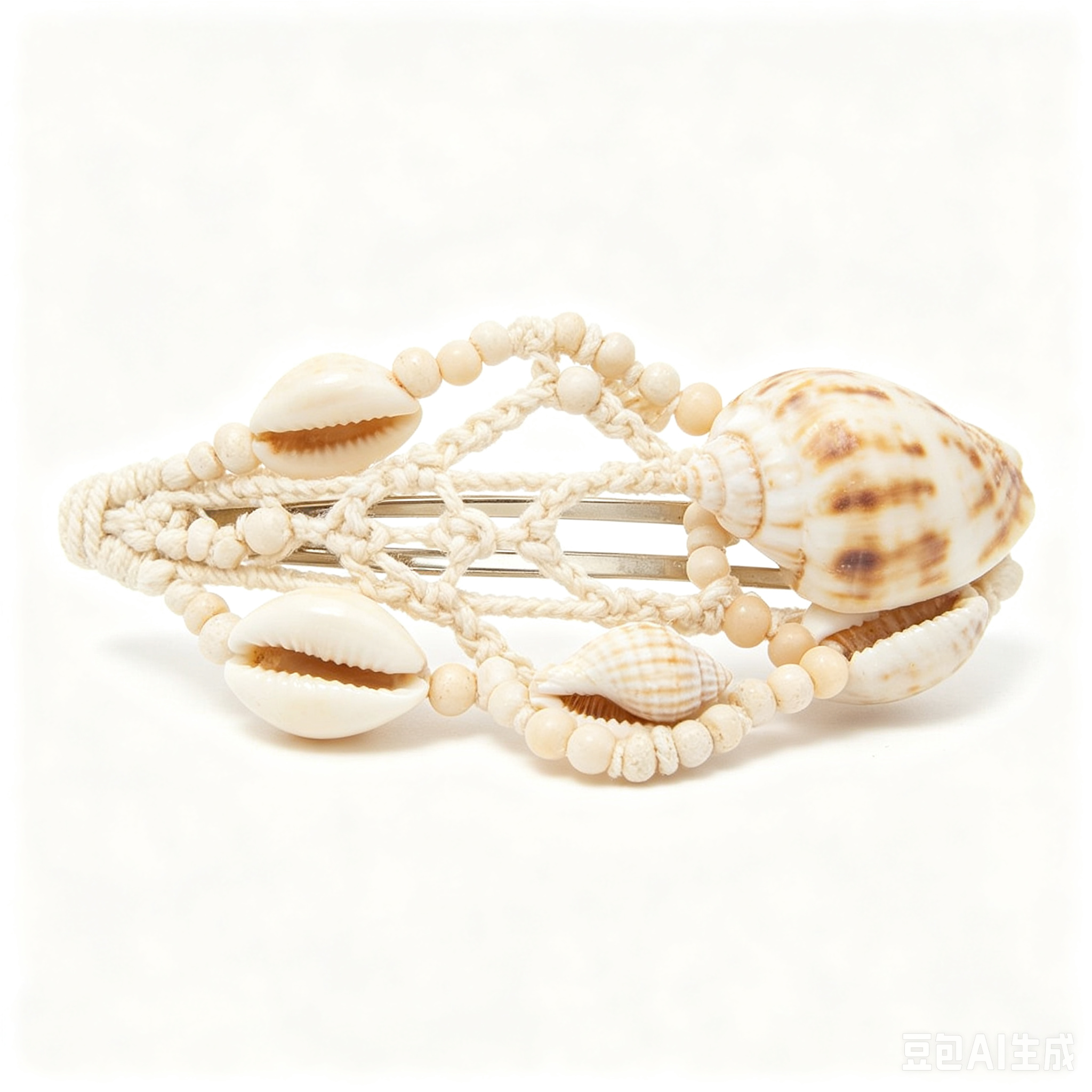 Bohemian vacation seashell beaded hair accessory