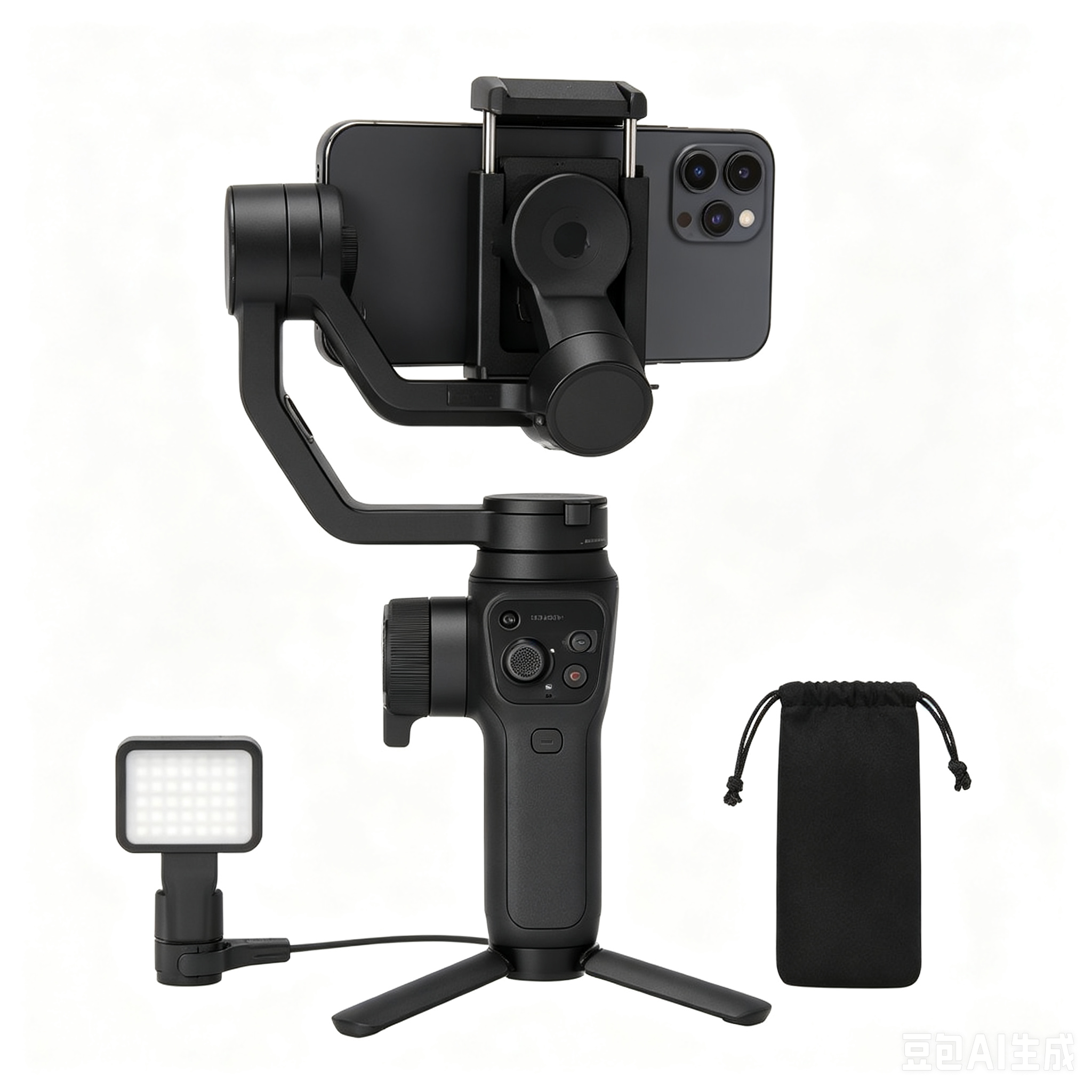 Professional Handheld Stabilizing Gimbal + Fill Light Kit
