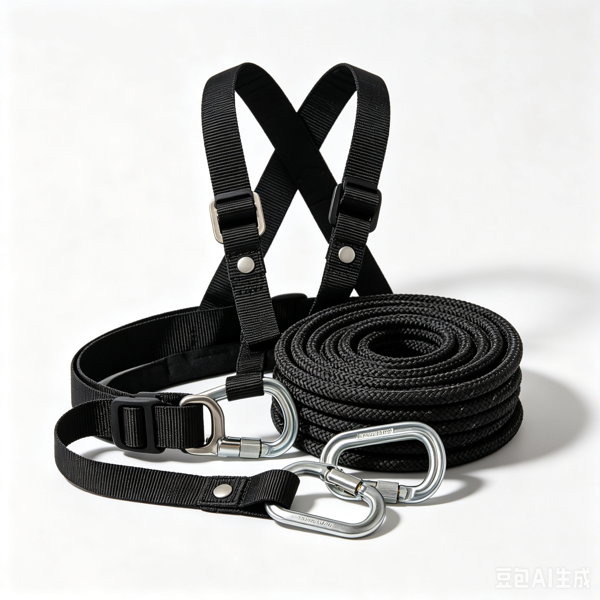 Complete set of basic rock climbing gear (harness + rope)