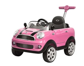 Prinsel Pink Mini Cooper Style Ride-On Push Car Toy for Girls